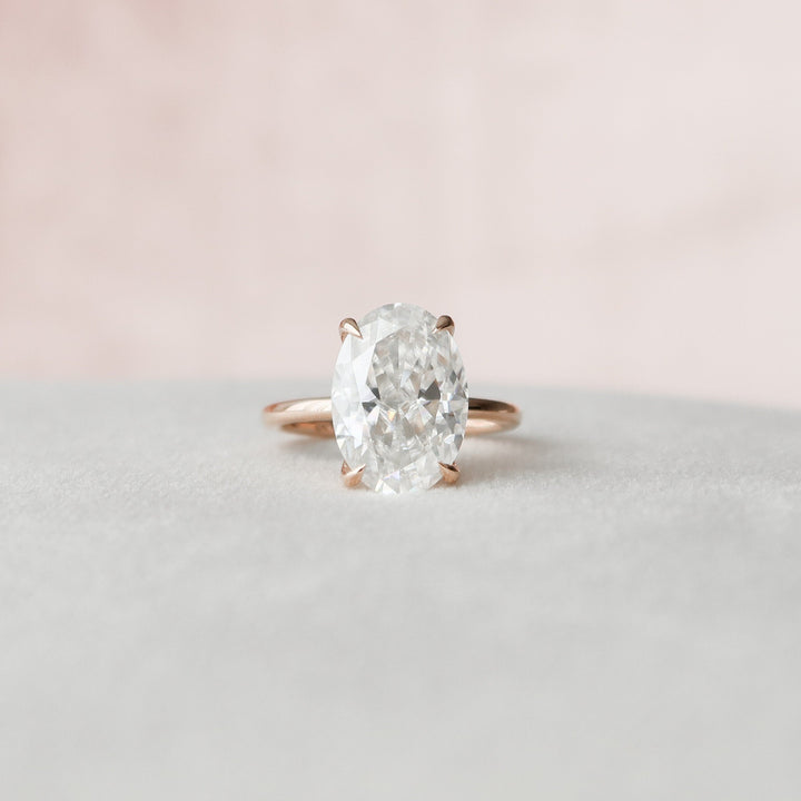 4.0CT Oval Cut Moissanite Hidden Halo Engagement Ring