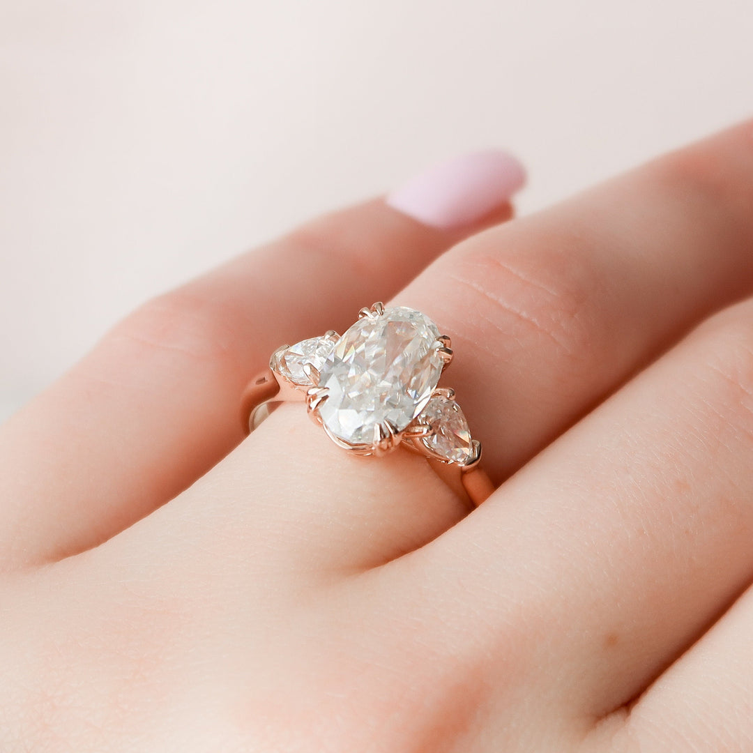 3.5 CT Oval cut Three Stone Moissanite  Diamond Engagement Ring