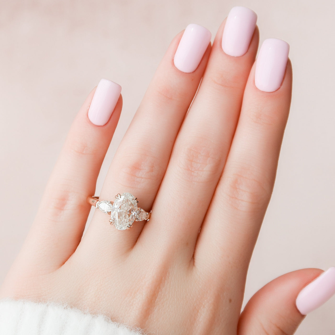 3.5 CT Oval cut Three Stone Moissanite  Diamond Engagement Ring