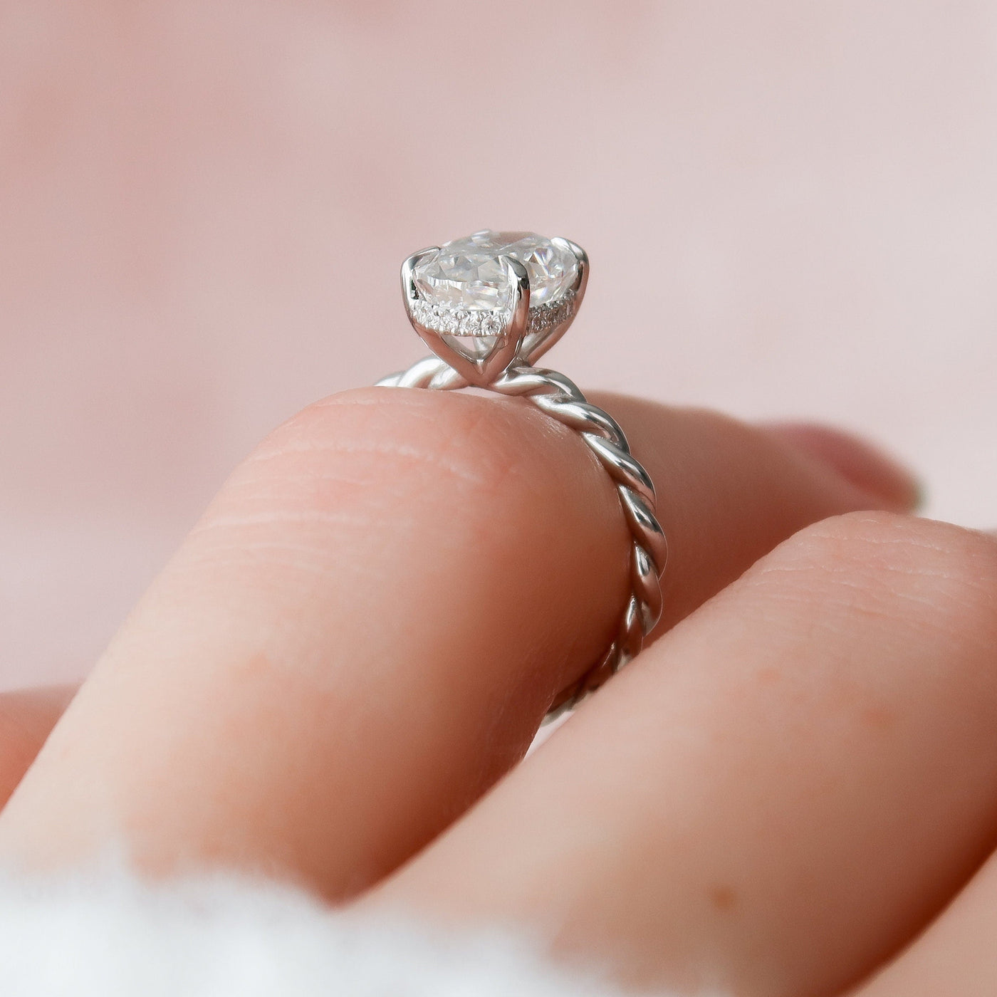 2.0CT Oval Cut Braided Moissanite Engagement Ring