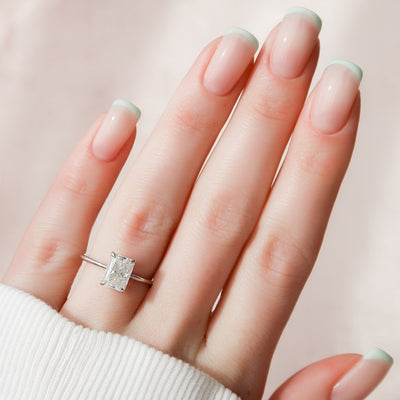 2.0CT Radiant Cut Moissanite Solitaire Hidden Halo Engagement Ring