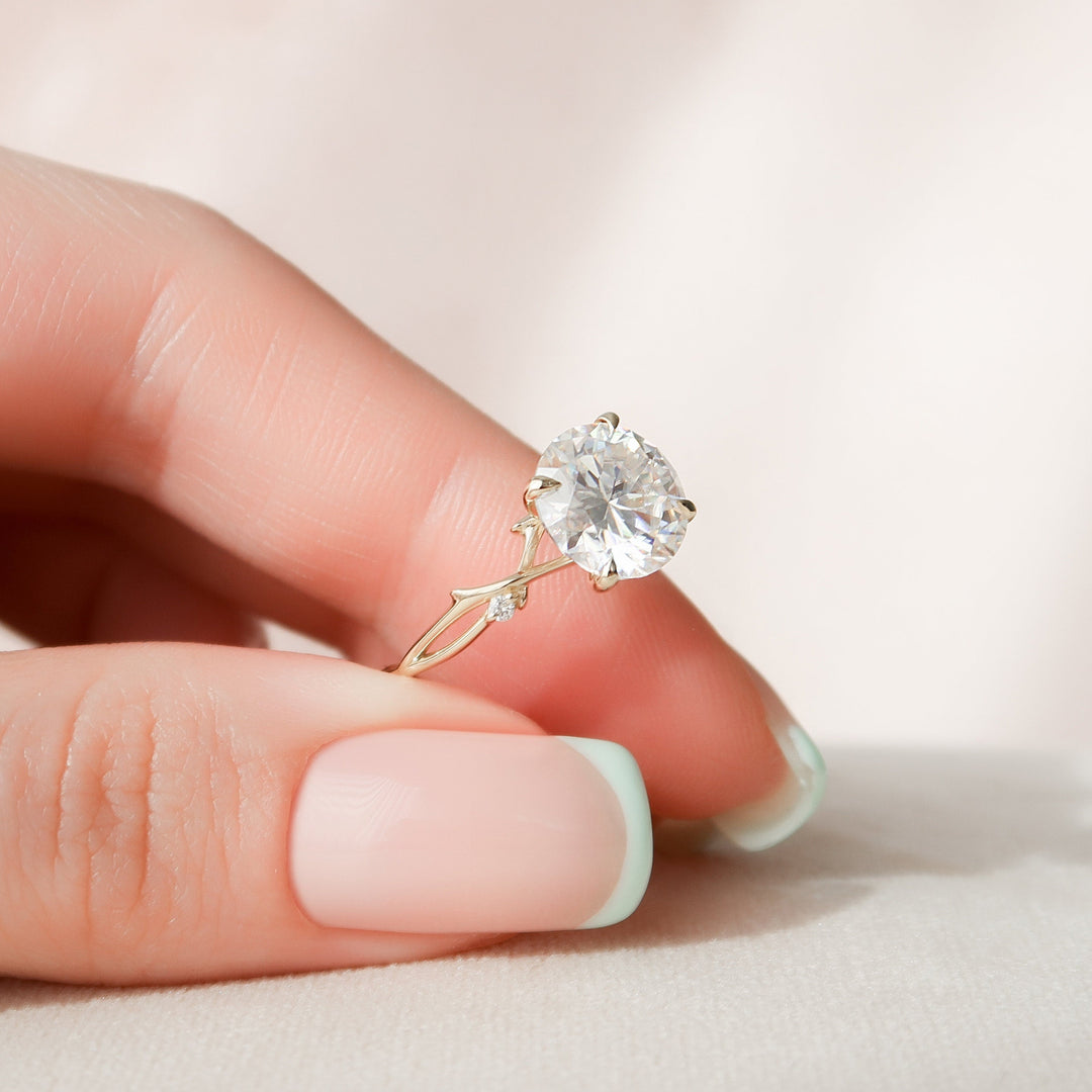 2.5 CT Twig Round Moissanite Nature Inspired Branch Engagement Ring