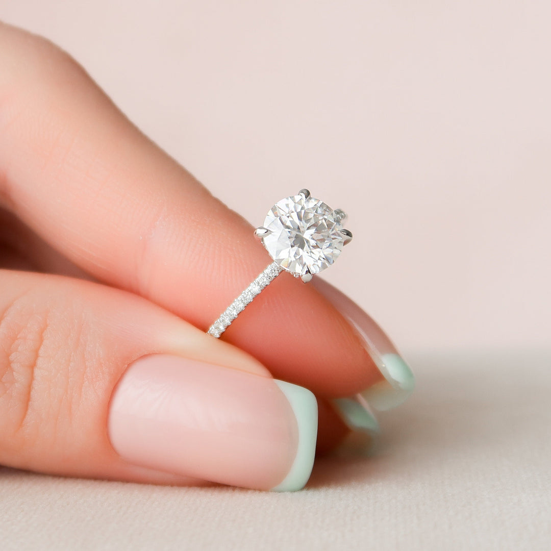 2.0CT Round Cut Moissanite Hidden Halo Engagement Ring