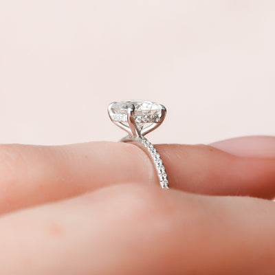 2.0CT Round Cut Moissanite Hidden Halo Engagement Ring