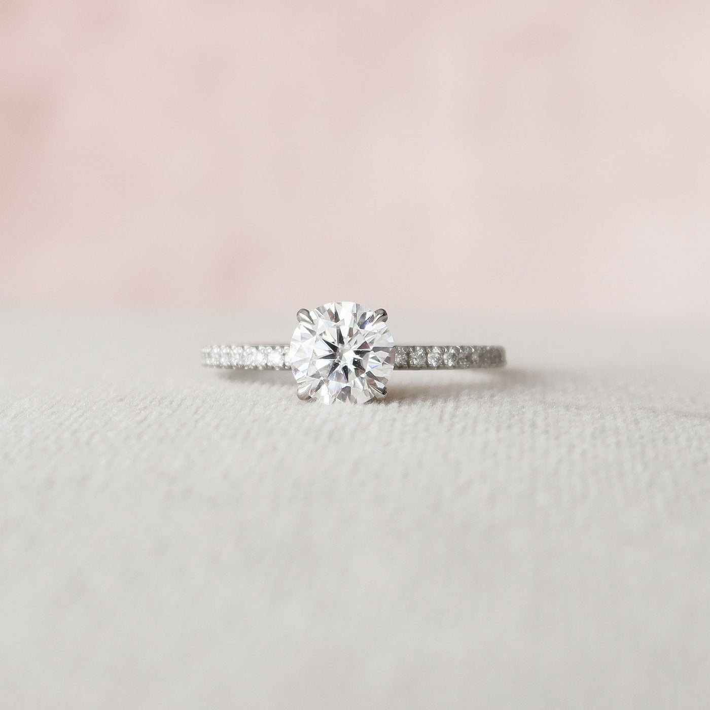1 CT Round cut Hidden Halo Moissanite Engagement Ring