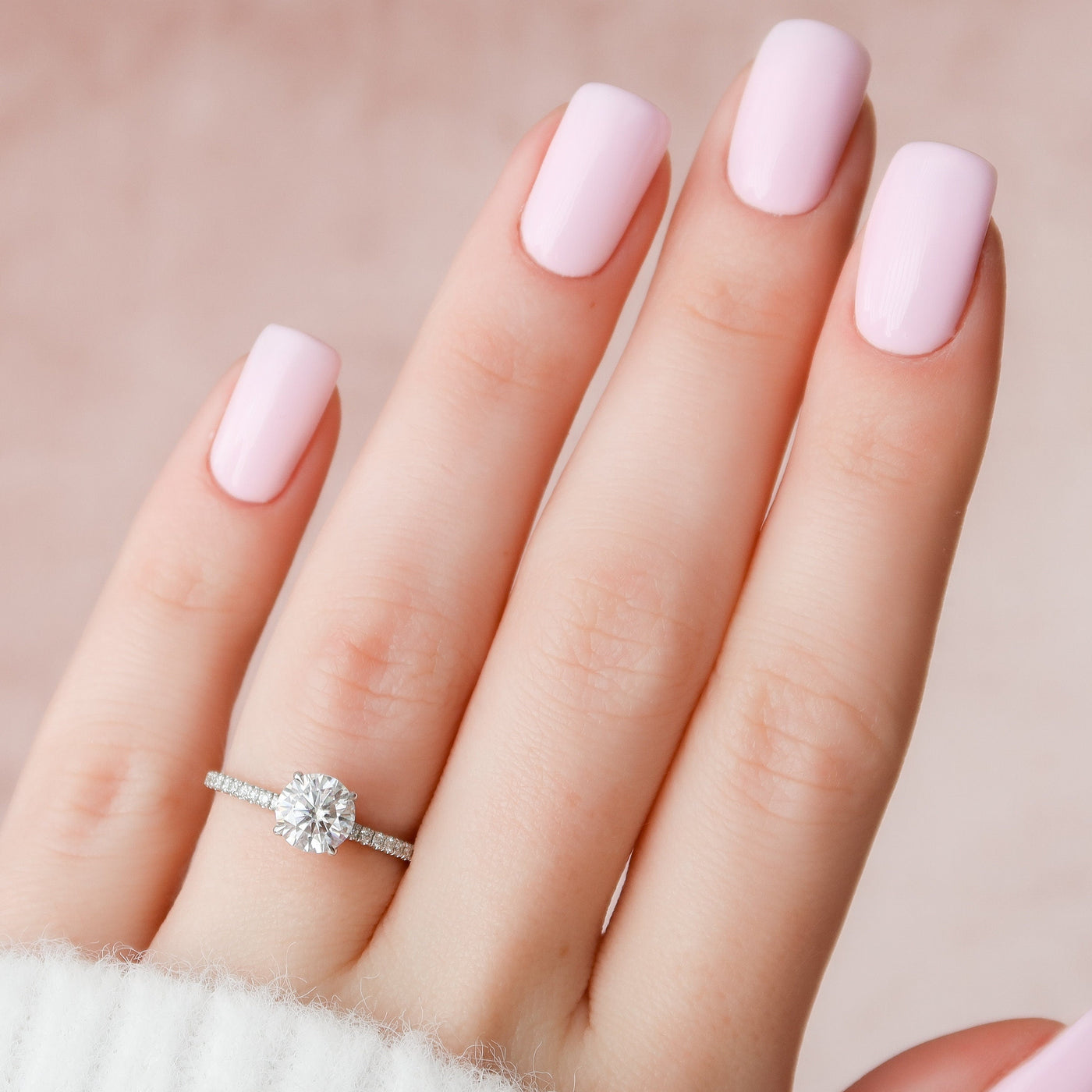 1 CT Round cut Hidden Halo Moissanite Engagement Ring