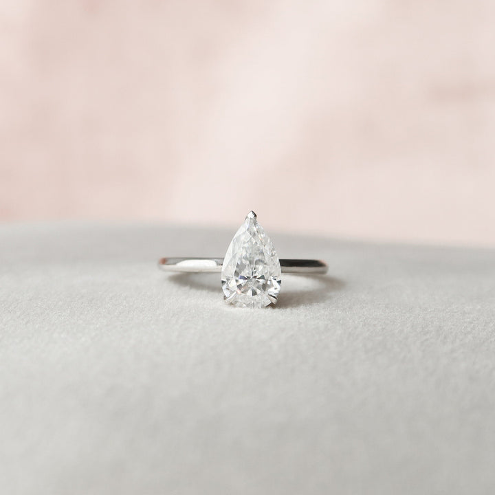 1.50CT Pear Cut Moissanite Hidden Halo Engagement Ring