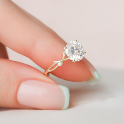 2.0CT Round Cut Twig Nature Inspired Moissanite Engagement Ring