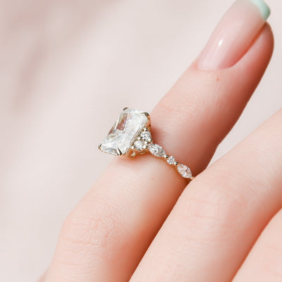 3.50CT Radiant Cut Cluster Moissanite Diamond Engagement Ring For Women