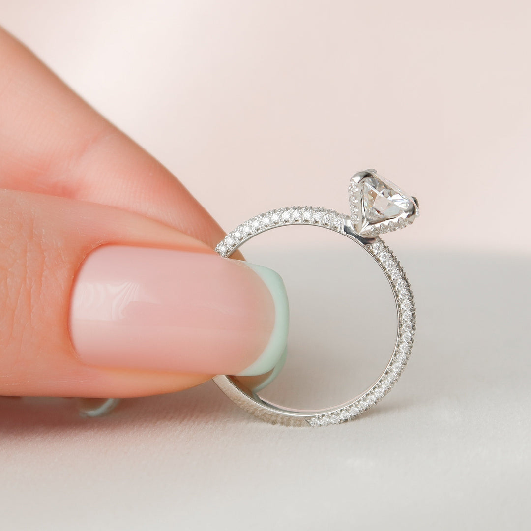 1.50CT Round Cut Moissanite Pave Engagement Ring