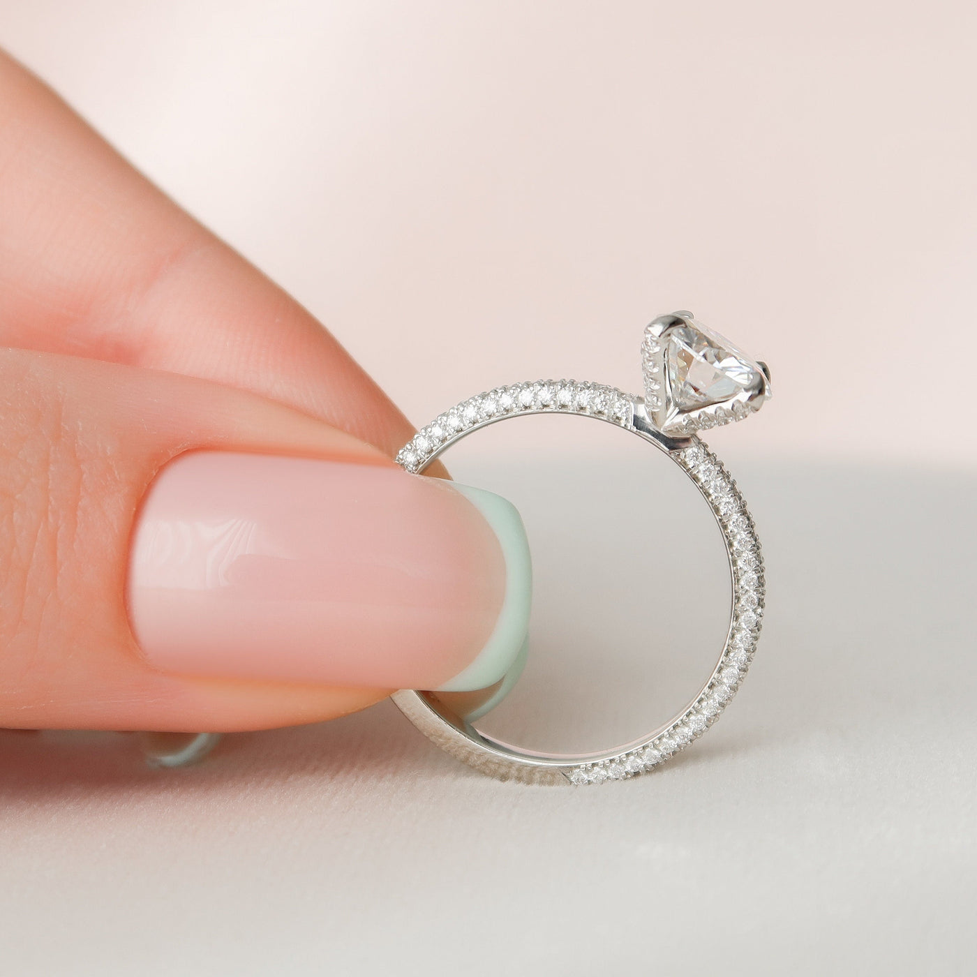 1.50CT Round Cut Moissanite Pave Engagement Ring