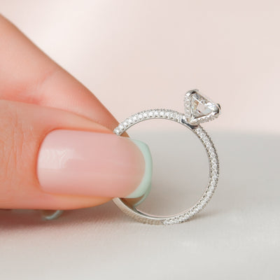 1.50CT Round Cut Moissanite Pave Engagement Ring