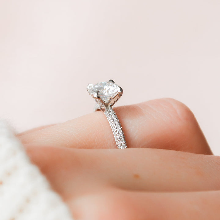 1.50CT Round Cut Moissanite Pave Engagement Ring