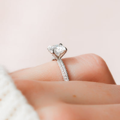 1.50CT Round Cut Moissanite Pave Engagement Ring