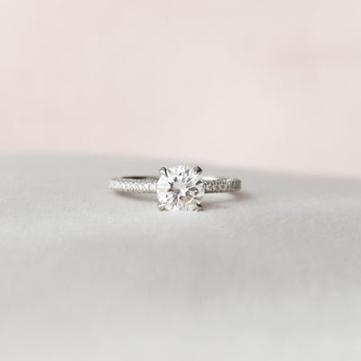 1.50CT Round Cut Moissanite Pave Engagement Ring