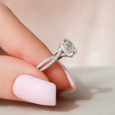 1.50CT Oval Cut Moissanite Split Shank Engagement Ring