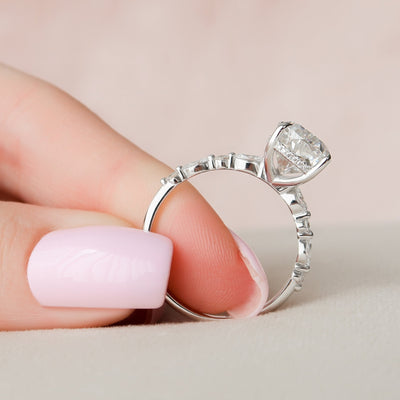 4.0CT Pear Cut Hidden Halo Moissanite Engagement Ring