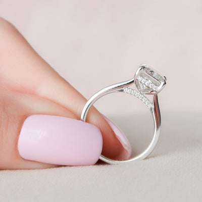 4.0CT Radiant Cut Hidden Halo Moissanite Engagement Ring