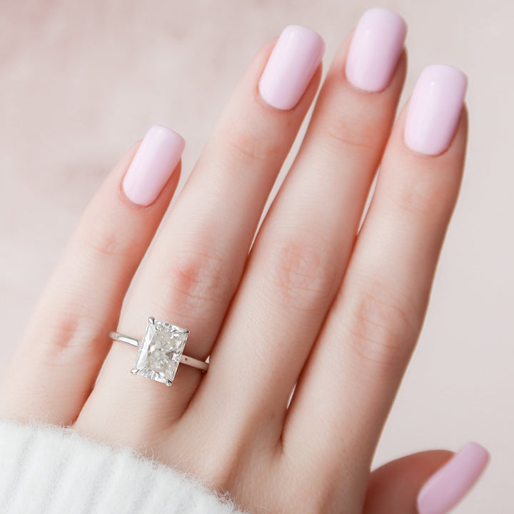 4.0CT Radiant Cut Hidden Halo Moissanite Engagement Ring