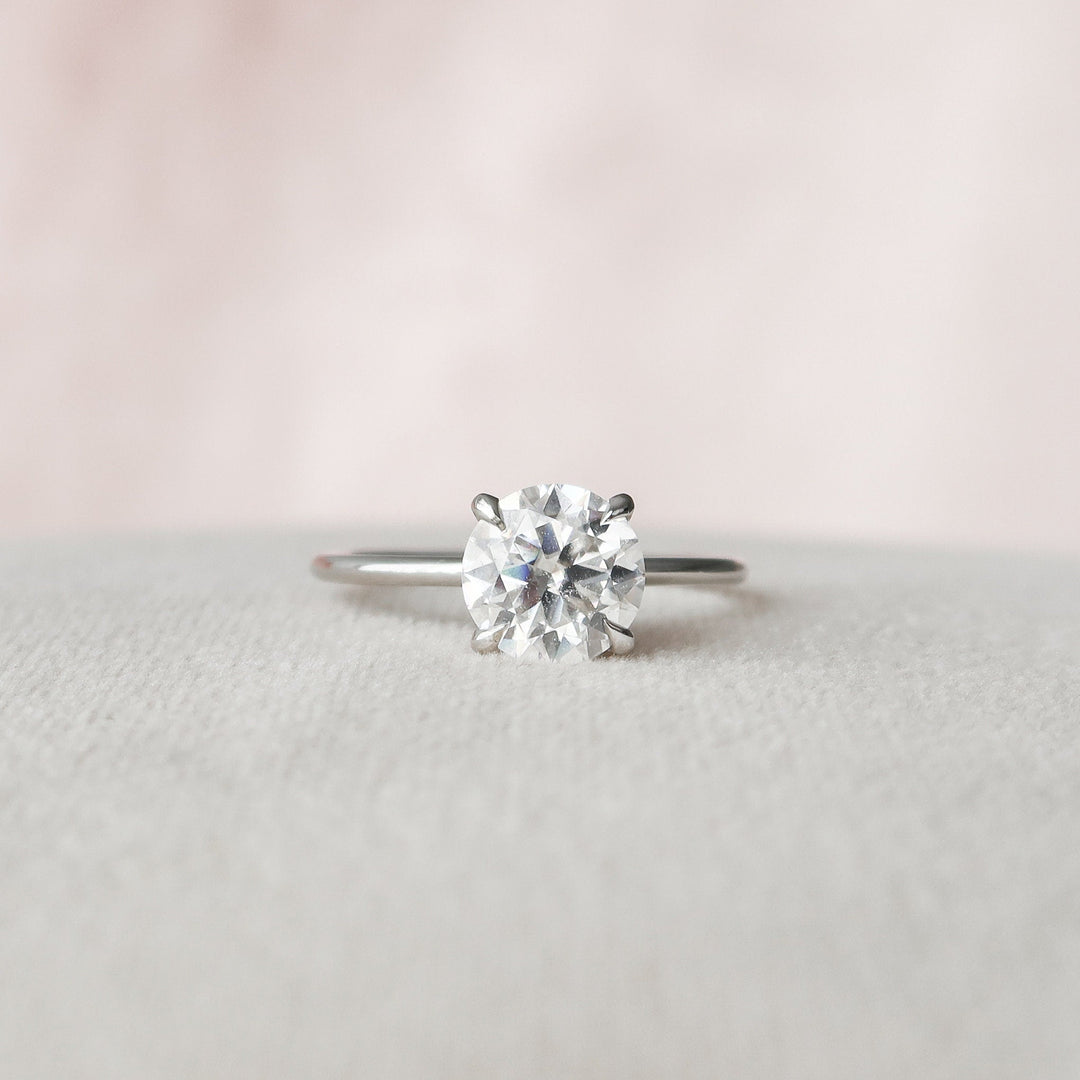 2.0CT Round Cut Hidden Halo Moissanite Engagement Ring