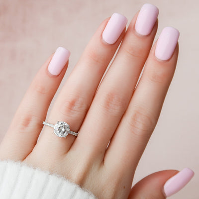 2.0CT Round Cut Hidden Halo Moissanite Engagement Ring