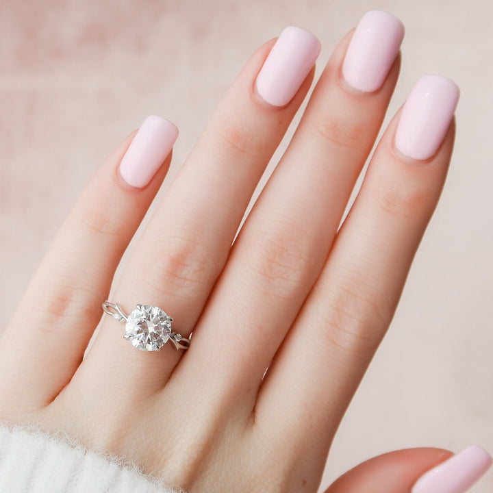 2.5 CT Twig Round Moissanite Nature Inspired Branch Engagement Ring