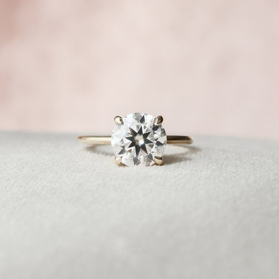 2.0CT Round Cut Hidden Halo Moissanite Engagement Ring