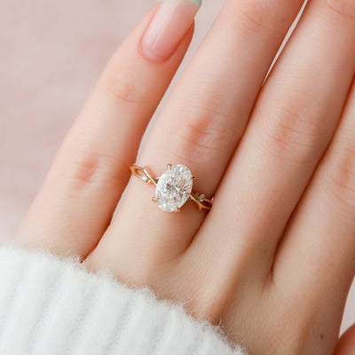 2.0CT Oval Cut Moissanite Branches Engagement Ring