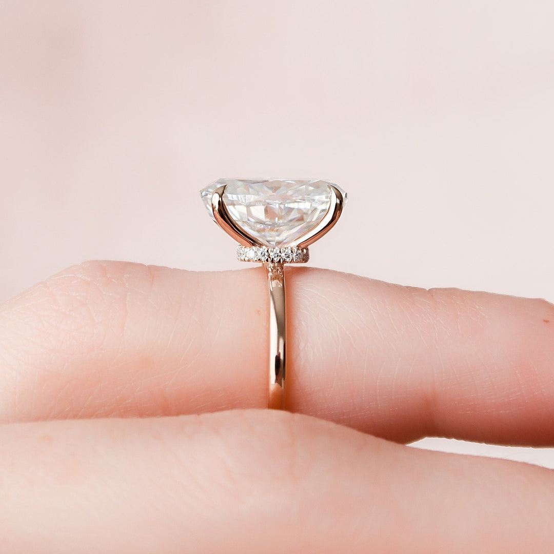 4.0CT Oval Cut Moissanite Hidden Halo Engagement Ring