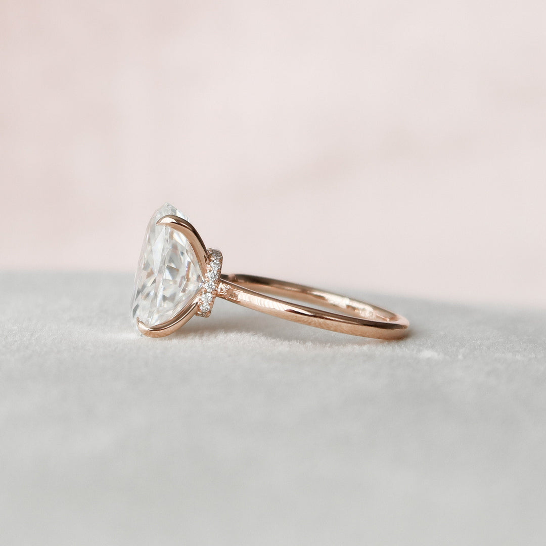 4.0CT Oval Cut Moissanite Hidden Halo Engagement Ring