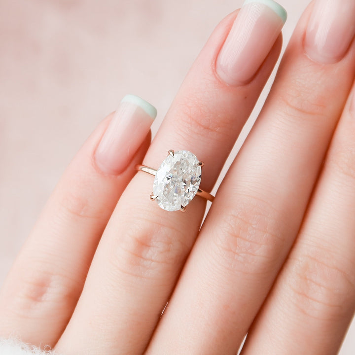 4.0CT Oval Cut Moissanite Hidden Halo Engagement Ring