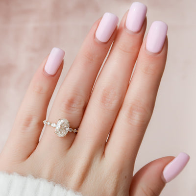 2.0CT-4.0CT Oval Cut Moissanite Hidden Halo Engagement Ring