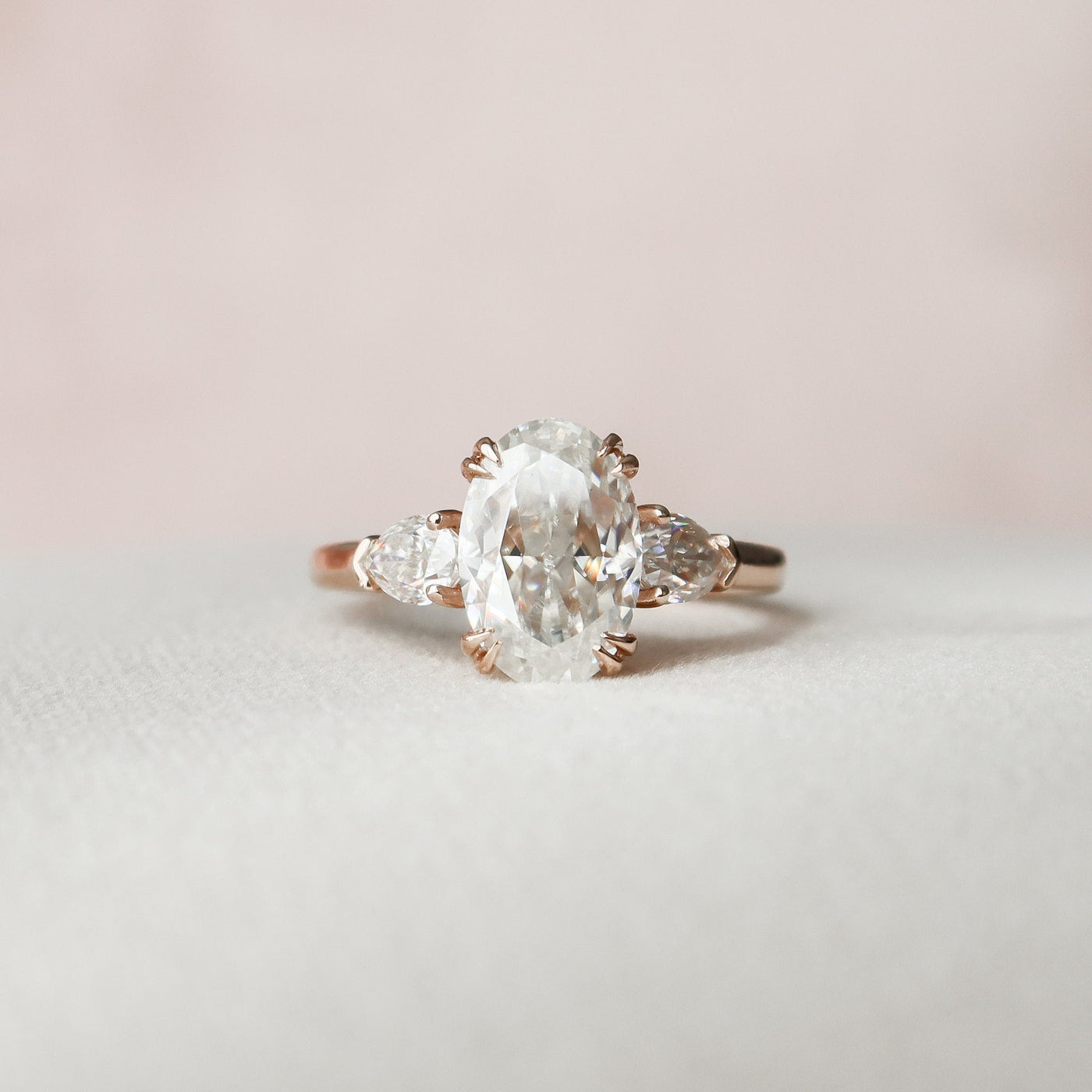 3.5CT Oval Cut Three Stone Moissanite Diamond Engagement Ring