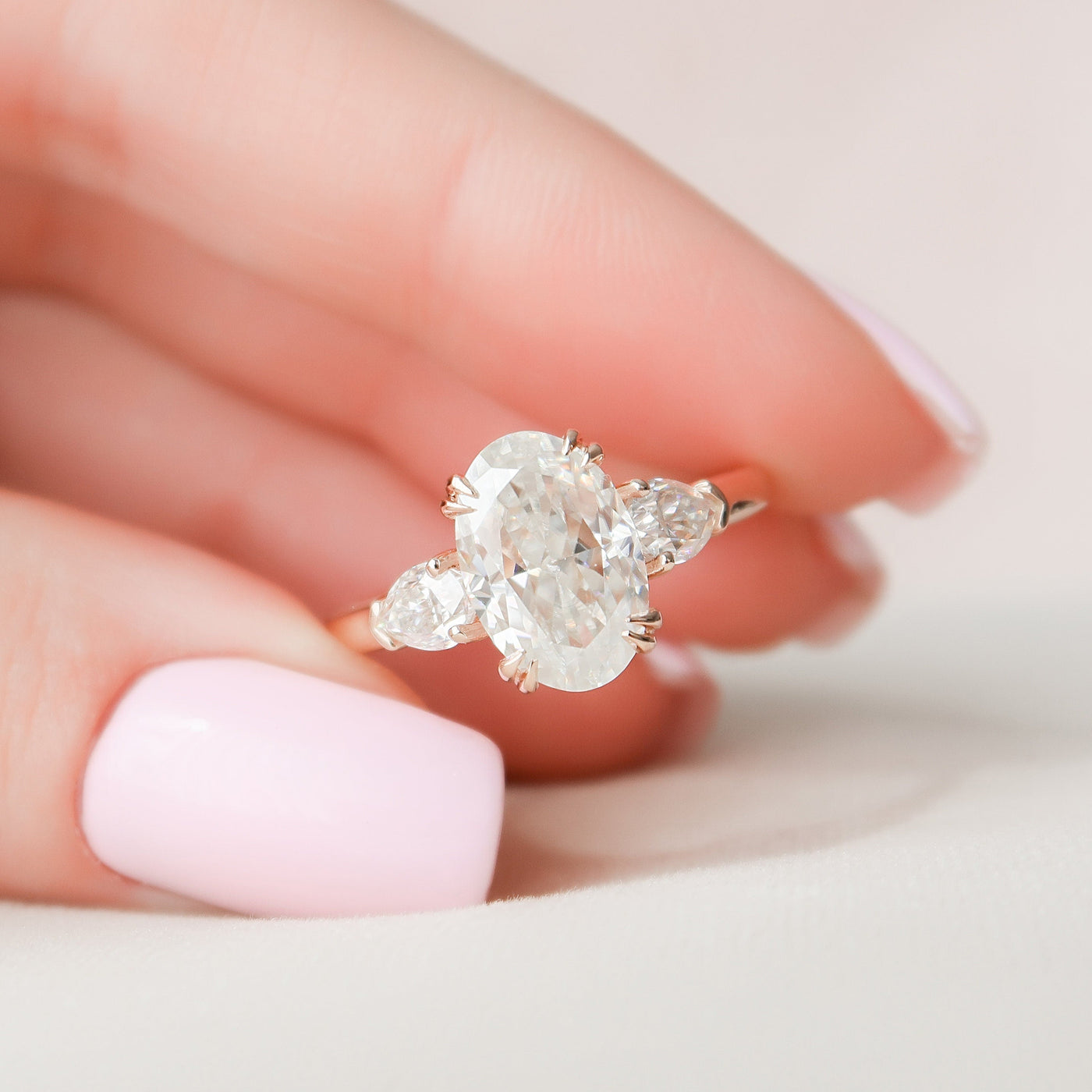 3.5CT Oval Cut Three Stone Moissanite Diamond Engagement Ring