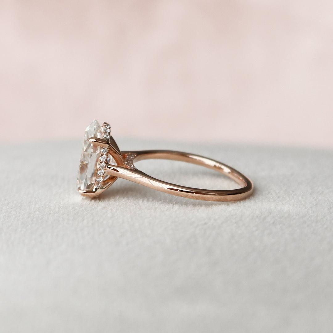 3.50CT Oval Cut Hidden Halo Moissanite Engagement Ring