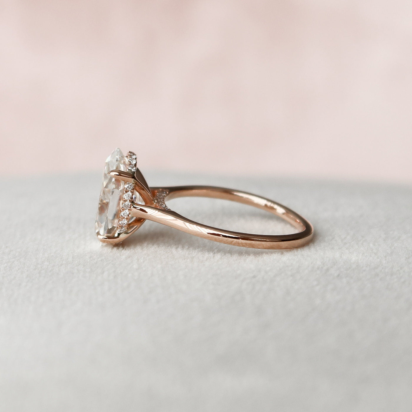 3.50CT Oval Cut Hidden Halo Moissanite Engagement Ring