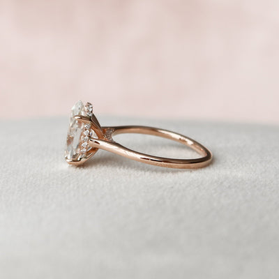 3.50CT Oval Cut Hidden Halo Moissanite Engagement Ring