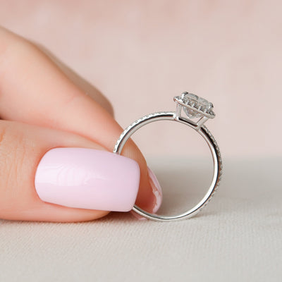 5 CT Radiant Cut Halo Moissanite Engagement Ring