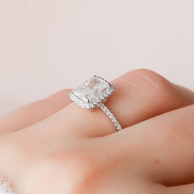 5 CT Radiant Cut Halo Moissanite Engagement Ring