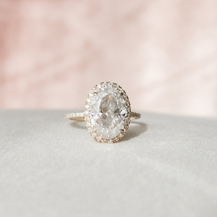 4.50CT Oval Cut Halo Moissanite Engagement Ring