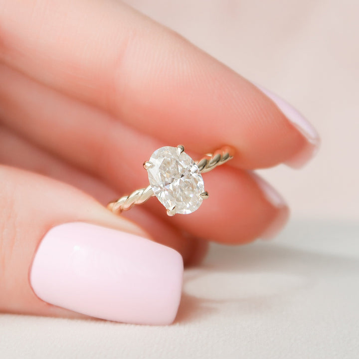 1.50 CT Oval cut Braided Moissanite Diamond Engagement Ring