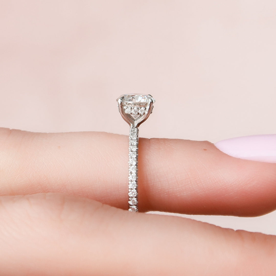 1 CT Round cut Hidden Halo Moissanite Engagement Ring