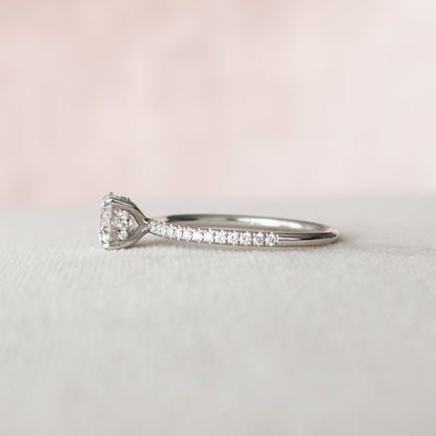 1.0CT Round Cut Hidden Halo Moissanite Diamond Engagement Ring