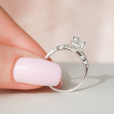 1.50CT Cushion Cut Moissanite Cluster Engagement Ring