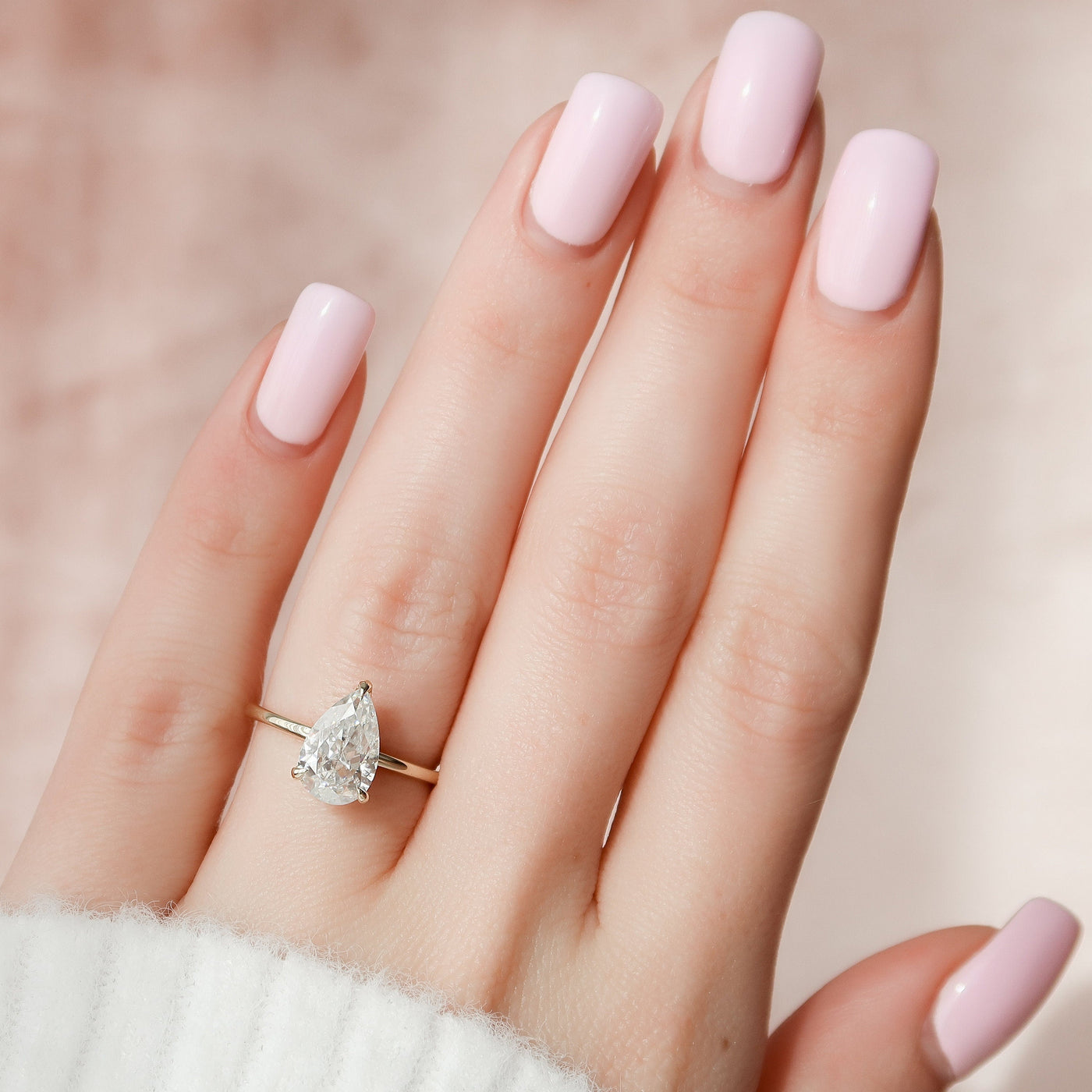 2.0CT Pear Cut Hidden Halo Moissanite Engagement Ring