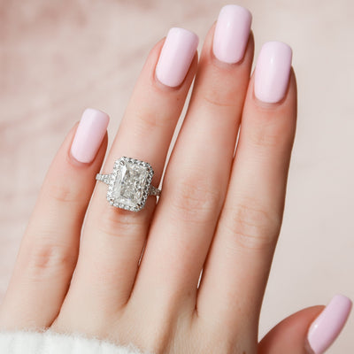 5.50CT Radiant Cut Halo Moissanite Split Shank Engagement Ring