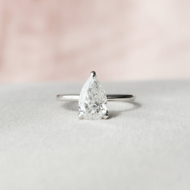 1.50CT Pear Cut Moissanite Hidden Halo Engagement Ring