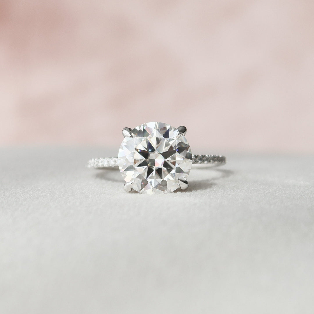 3.50CT Round Cut Moissanite Hidden Halo Engagement Ring