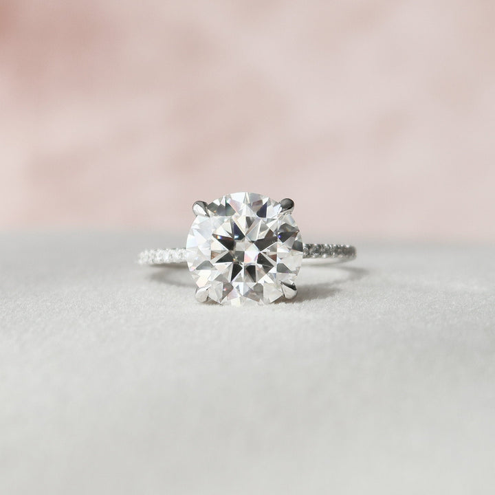 3.50CT Round Cut Moissanite Hidden Halo Engagement Ring