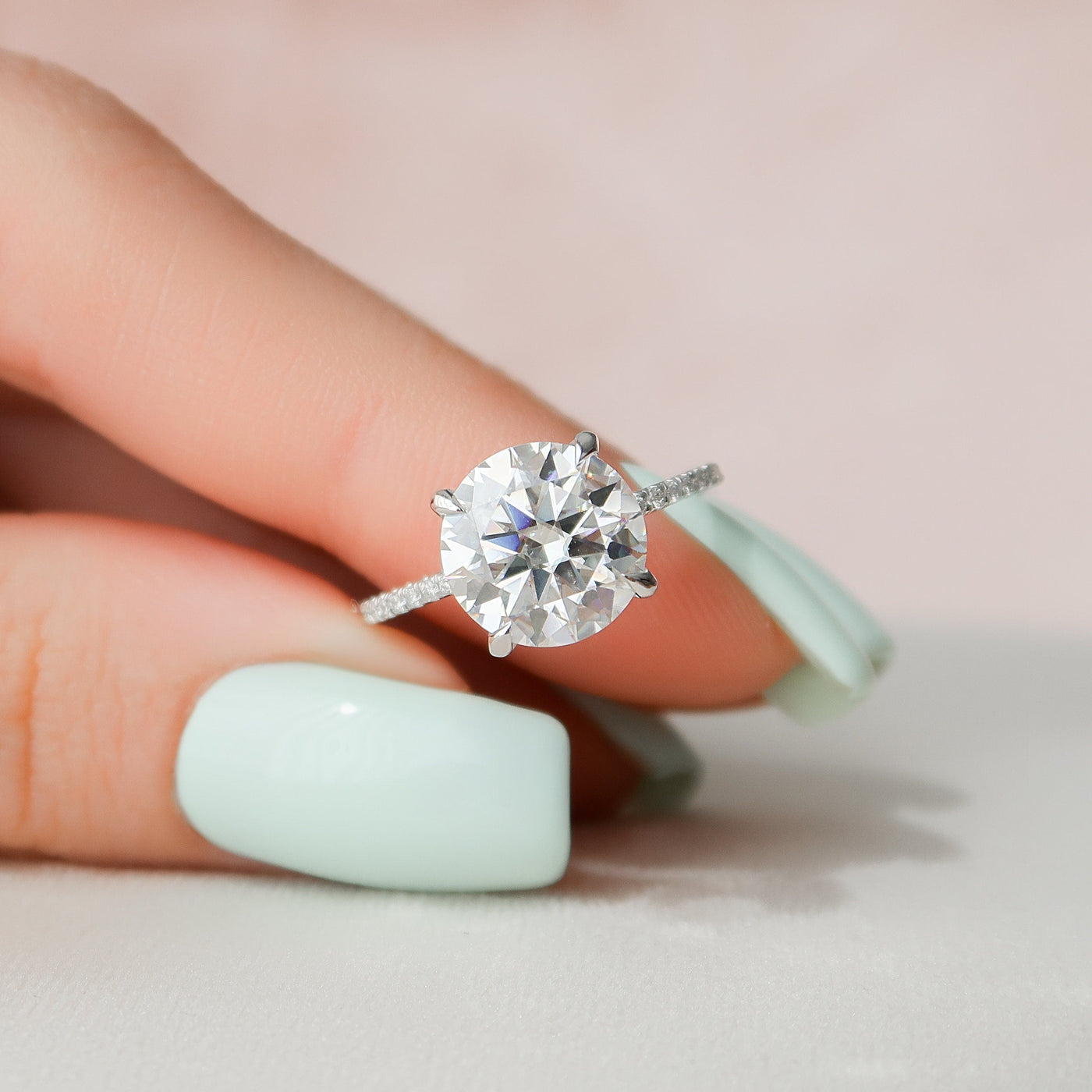 3.50CT Round Cut Moissanite Hidden Halo Engagement Ring